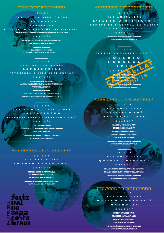 26è Festival de Jazz Costa Brava, Palafrugell, del 8 al 12 d’octubre de 2020