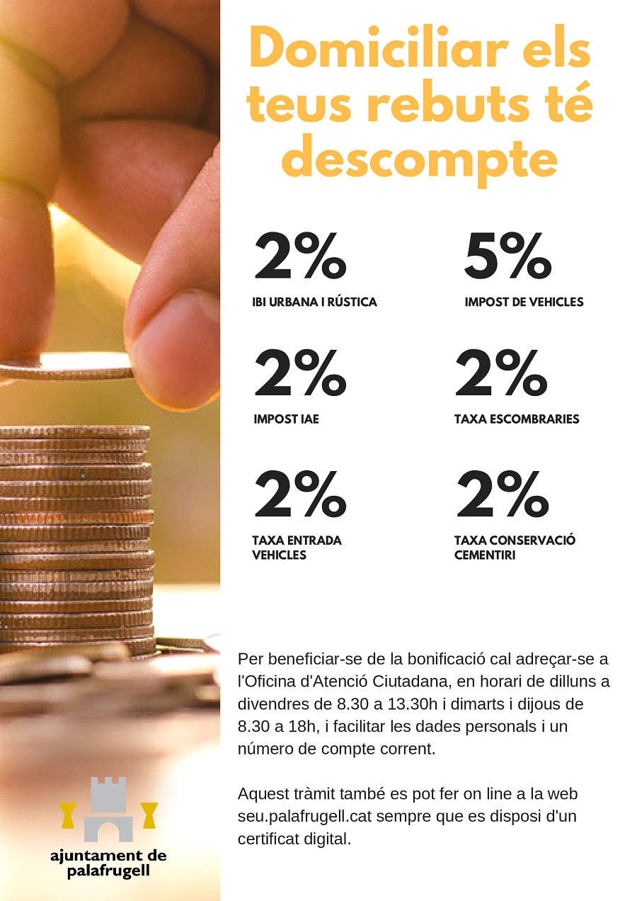 Domiciliar els teus rebuts té descompte