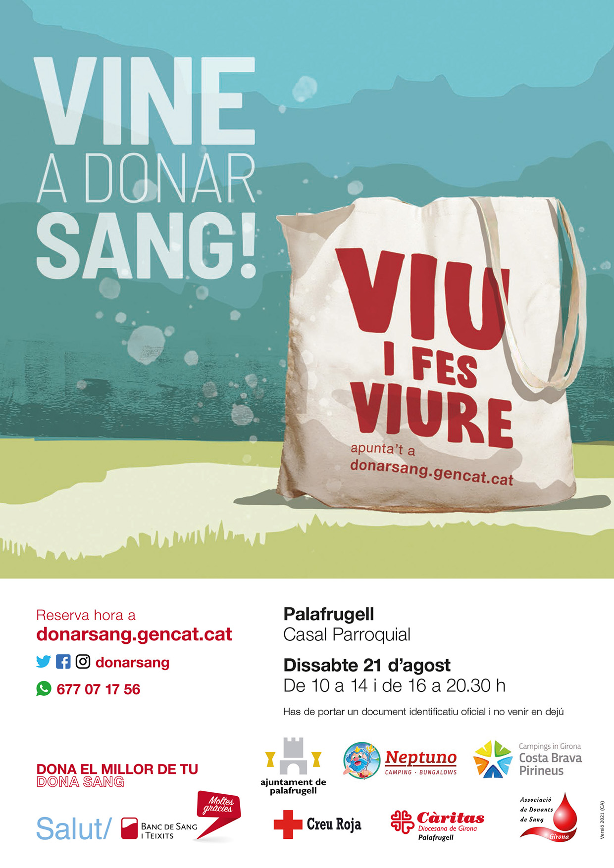 Campanya donació de sang, Casal Popular, 21 d’agost, Palafrugell