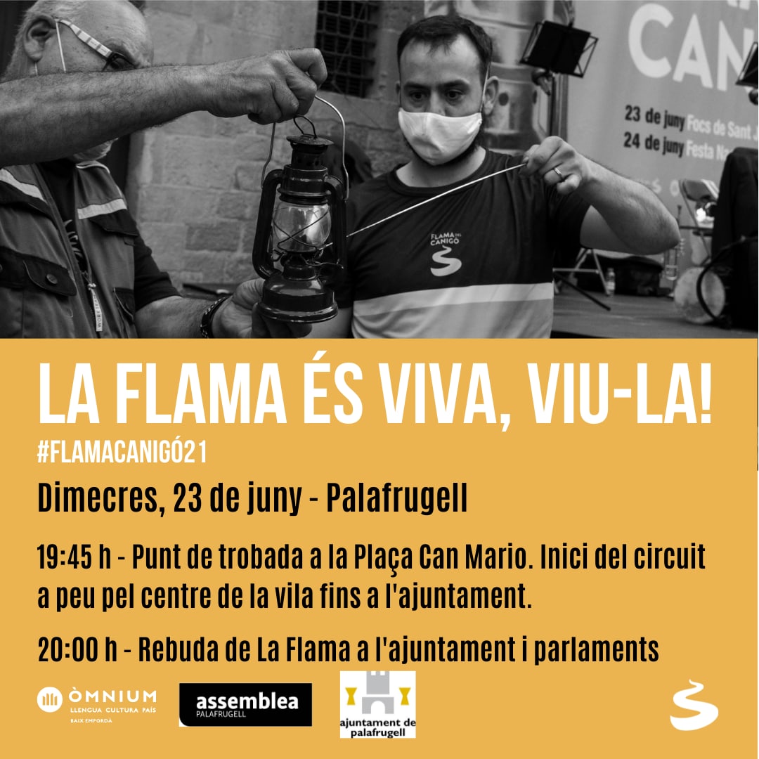 La Flama del Canigó arribarà a Palafrugell, dimecres 23 de juny 2/4 de 8 del vespre