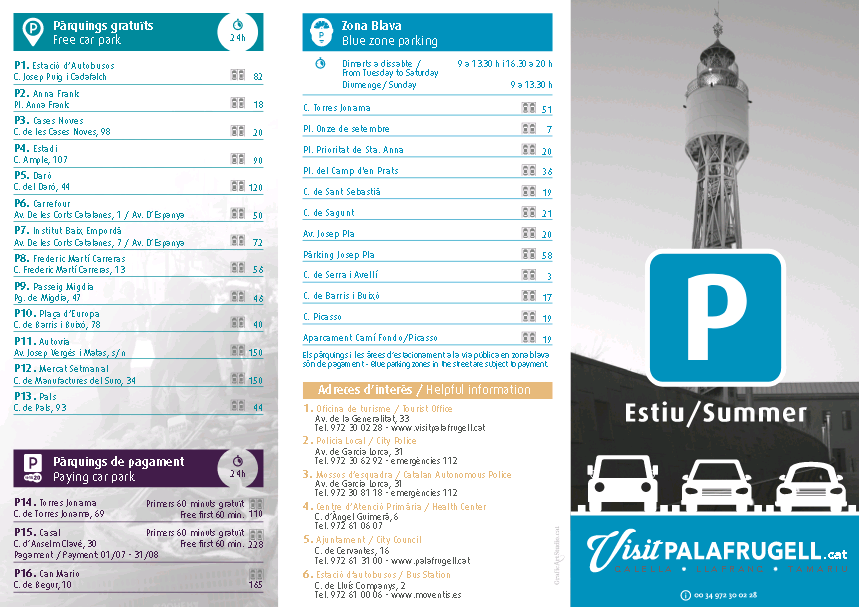 Fulletó informatiu aparcaments Palafrugell, IPEP