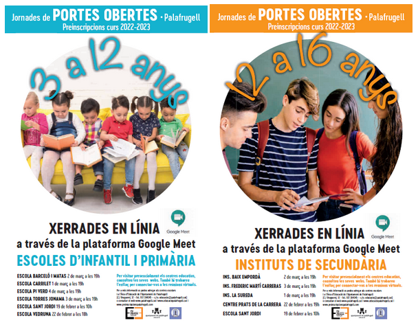  Portes obertes i xerrades online escoles, Educació, Ajuntament de Palafrugell