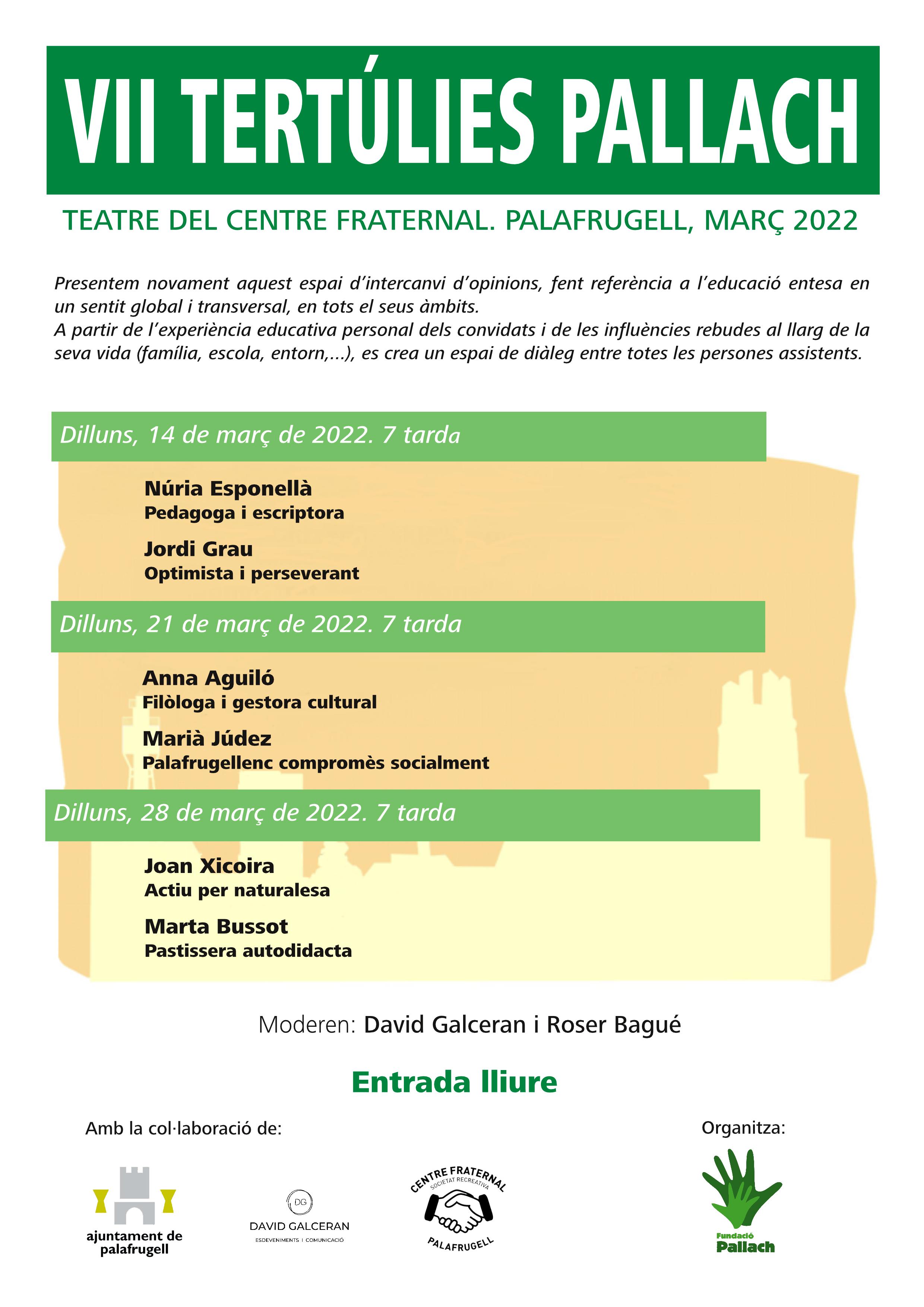VII Tertúlies Pallach, educació, Fundació Pallach, Ajuntament de Palafrugell