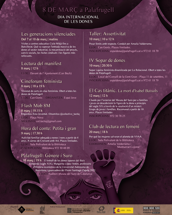 Activitats Dia Internacional de les Dones, Espai Dona, Ajuntament de Palafrugell