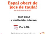 Cartell del programa Espai obert de jocs de taula